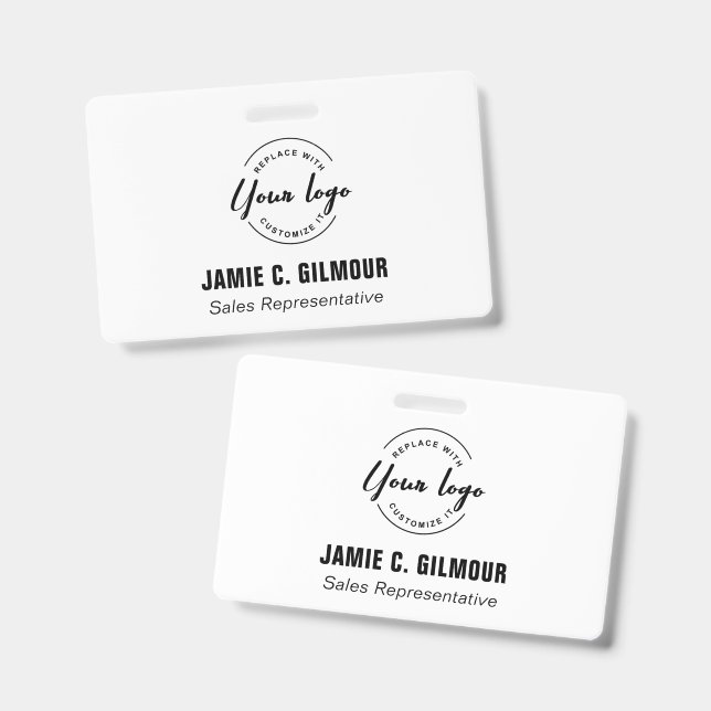 Badge ID Logo Entreprise Employé Simple (Avant & arrière)