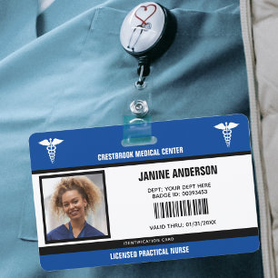 Badge ID médical Bleu & Noir Médecin Employé LPN I