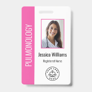 Badge ID Médicale blanc rose photo employé personnalisé
