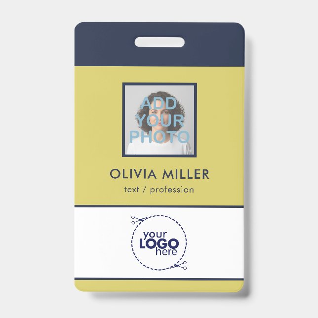 Badge ID Minimaliste Jaune Chaud Douce (Avant)