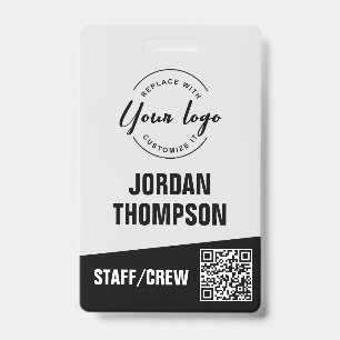Badge ID moderne Code QR minimaliste Logo personnalisé