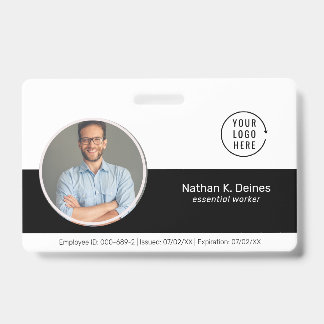 Badge ID noir | ID photo de l'employé Sécurité de la soc