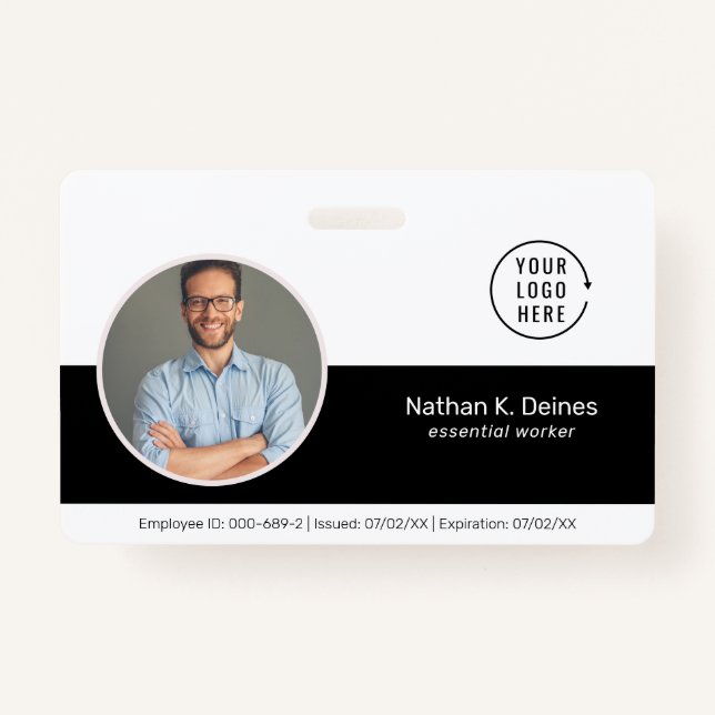 Badge ID noir | ID photo de l'employé Sécurité de la soc (Devant)