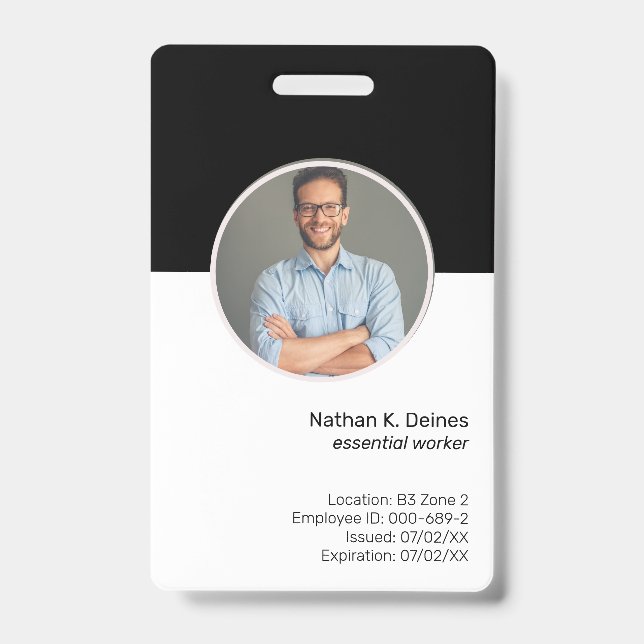 Badge ID noir | ID photo de l'employé Sécurité de la soc (Avant)