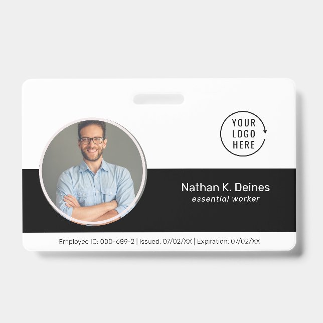 Badge ID noir | Société de sécurité de carte d'identité  (Avant)