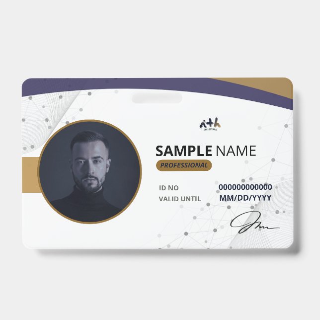 Badge ID Or Navy Doré Professionnel - 01 (Avant)