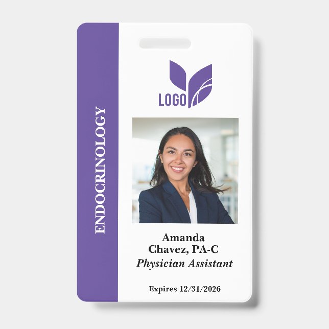 Badge ID personnalisé violet pour employé (Avant)