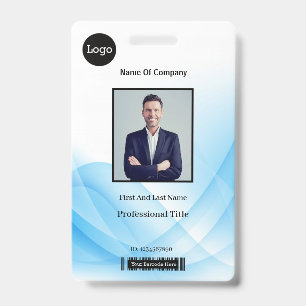 Badge ID photo Blue Abstrait Wave Business