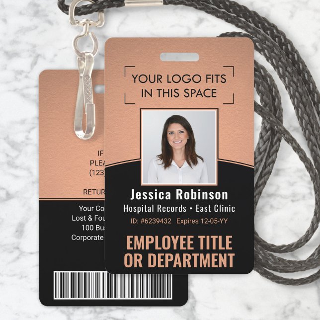 Badge ID photo de l'employé Code à barres Logo Courbe no (Créateur téléchargé)