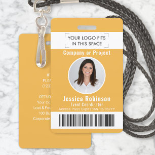 Badge ID photo de l'employé Code-barres Logo Passe d'acc