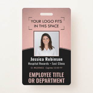 Badge ID photo de l'employé Code-barres Logo Rose et Cou