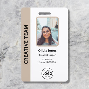 Badge ID photo de l'employé de l'entreprise Code QR Beig