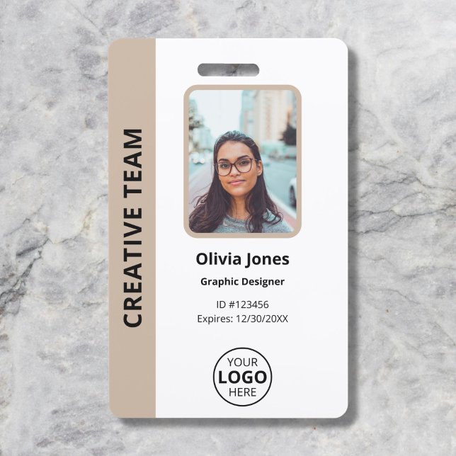 Badge ID photo de l'employé de l'entreprise Code QR Beig (Créateur téléchargé)