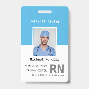 Badge ID photo de l'employé de l'hôpital personnalisé
