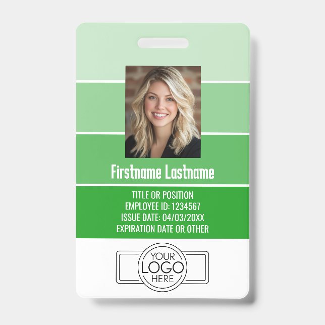 Badge ID photo de l'employé - logo rayé, professionnel (Avant)