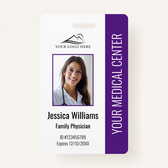 Badge ID photo de l'employé Médicale de l'hôpital Purple (Devant)