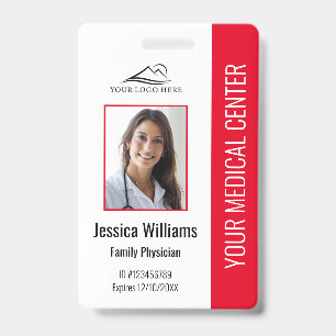 Badge ID photo de l'employé Médicale de l'hôpital rouge