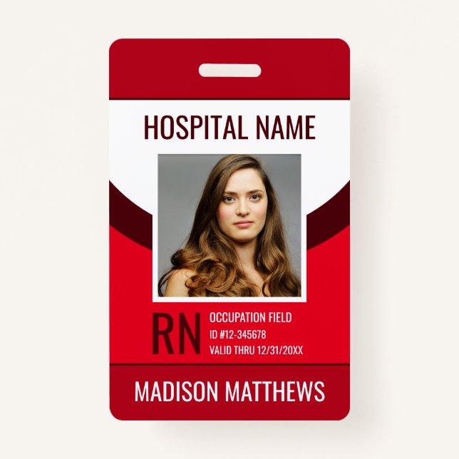 Badge ID photo de l'employé Médicale personnalisé (Devant)