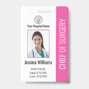 Badge ID photo de l'employé Médicale personnalisé rose