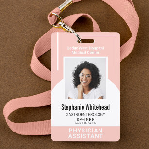 Badge ID photo de l'employé Médicale personnalisé rose p