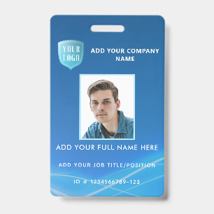 Badge ID photo de l'employé vertical avec logo
