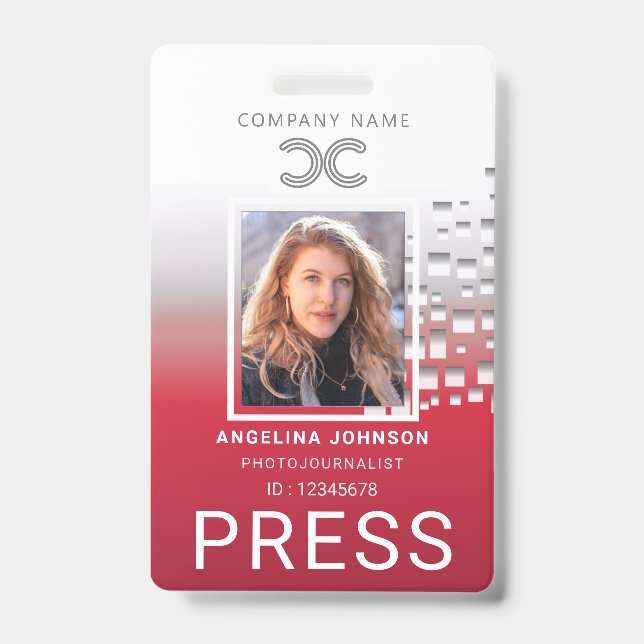 Badge ID photo de l'identification de la presse (Avant)