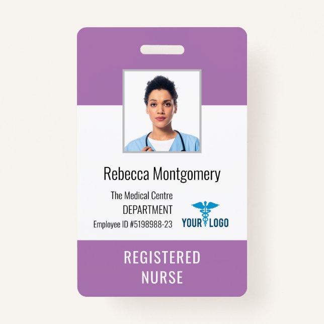 Badge ID photo de l'infirmière autorisée du centre Médic (Devant)