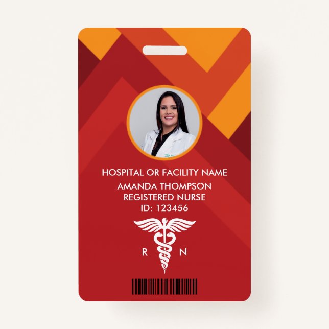 Badge ID photo de l'infirmière autorisée géométrique Abs (Devant)