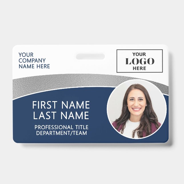Badge ID Photo de Logo Moderne Code-Barres Nom de l'Empl (Avant)