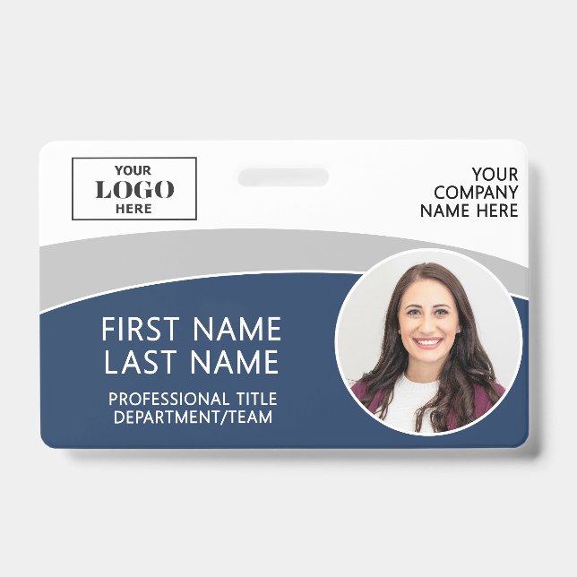 Badge ID Photo de Logo Moderne Code-Barres Nom de l'Empl (Avant)