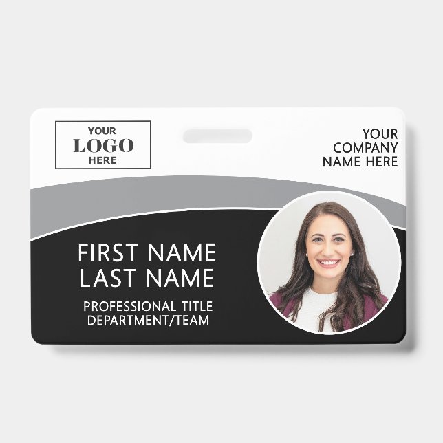 Badge ID Photo de Logo Moderne Code-Barres Nom de l'Empl (Avant)