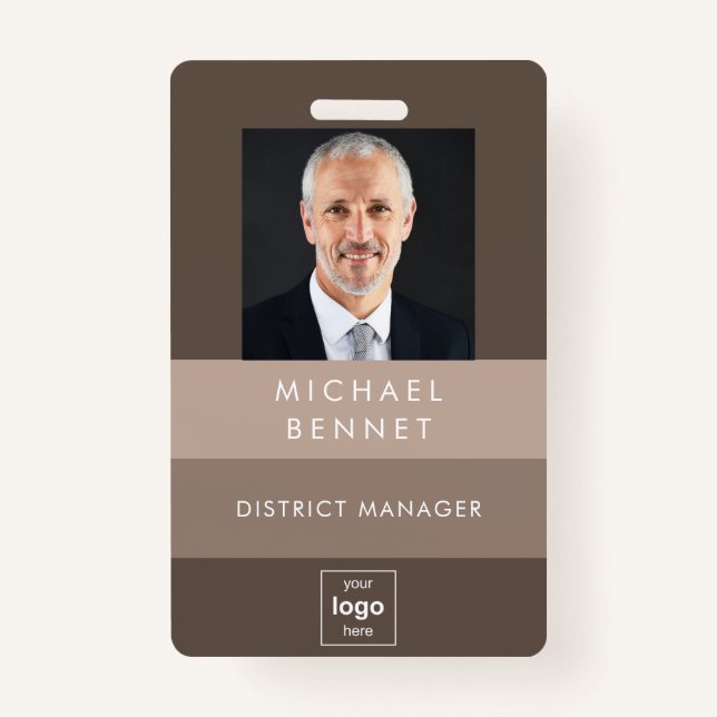 Badge ID photo d'entreprise Brown moderne (Devant)