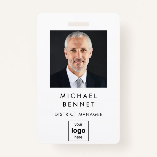 Badge ID photo d'entreprise simple moderne (Devant)