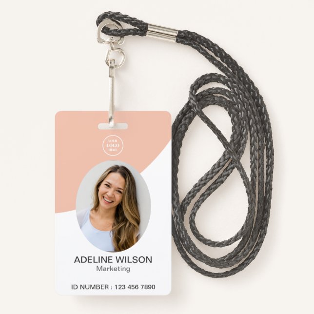 Badge ID photo du logo de l'entreprise professionnelle (Devant avec lanière)