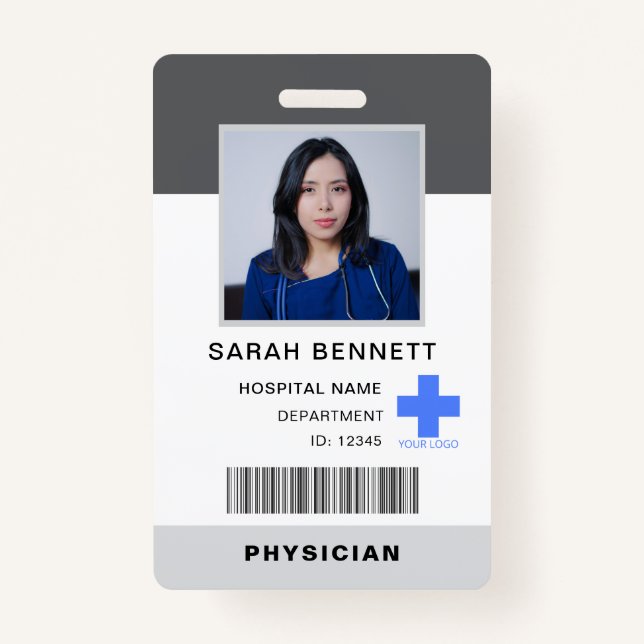 Badge ID photo du personnel Médicale | Logo de l'employé (Devant)