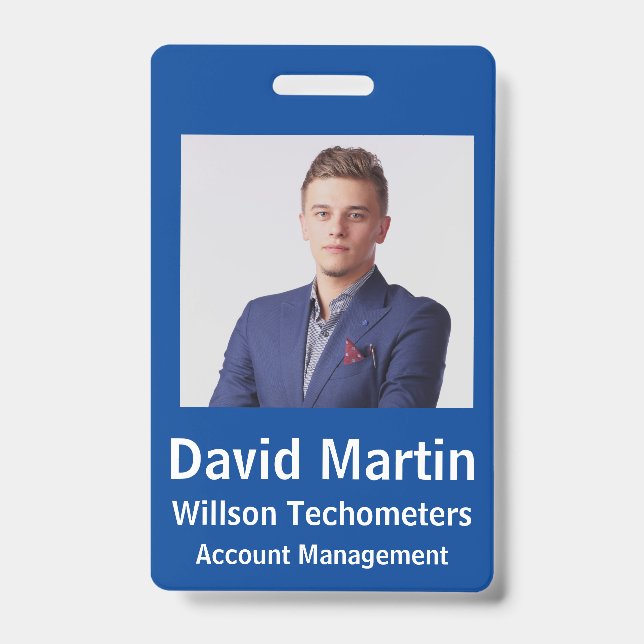 Badge ID photo employé avec détails personnalisés (Avant)
