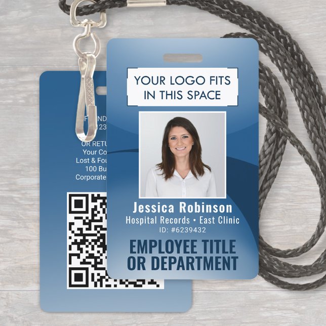 Badge ID photo employé Code QR Votre logo Marine Arc Ble (Créateur téléchargé)