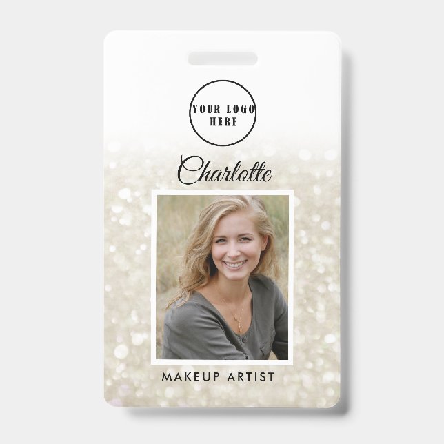 Badge ID photo employé de la Parties scintillant Silver- (Avant)