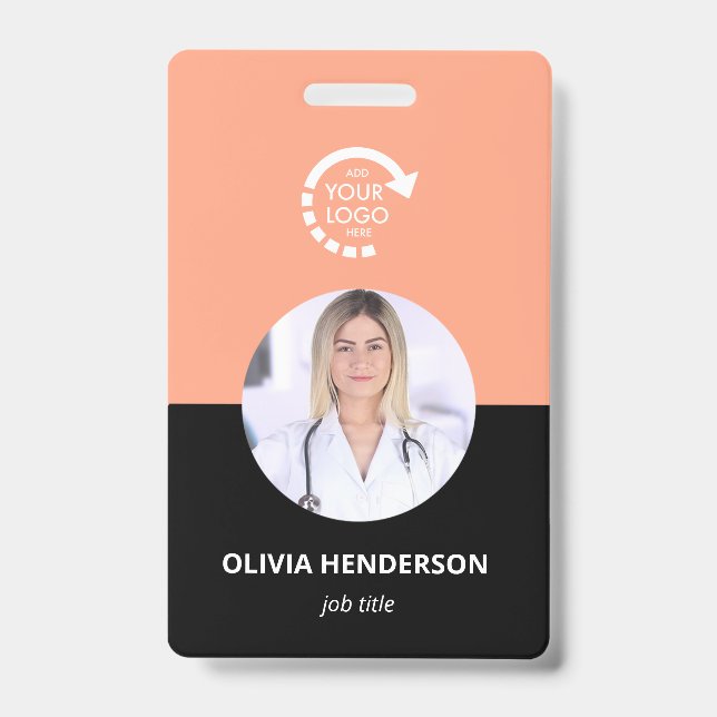 Badge ID photo employé du logo personnalisé | Corail de  (Avant)