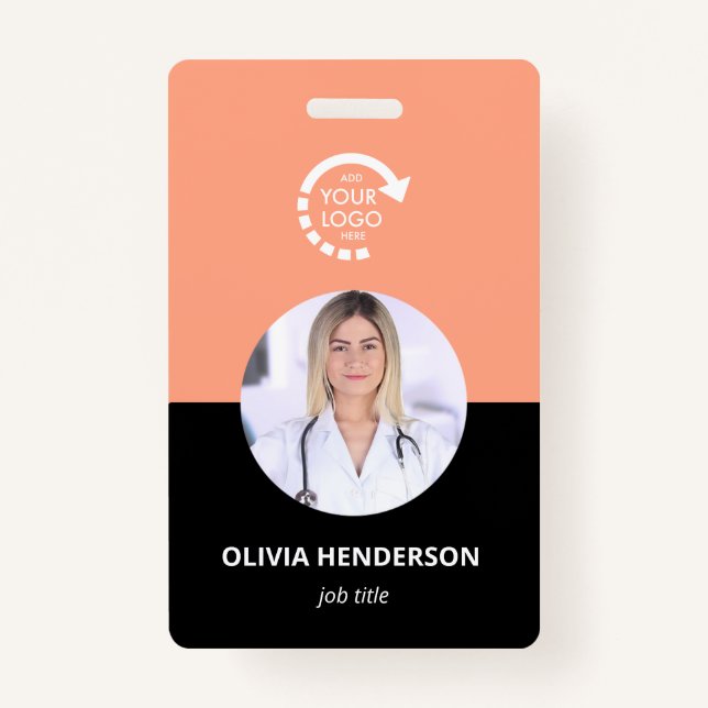Badge ID photo employé du logo personnalisé | Corail de  (Devant)
