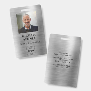 Badge ID photo employé Silver moderne