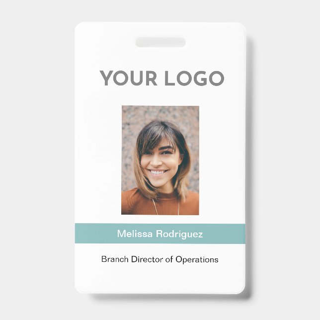 Badge ID photo employé Turquoise de l'entreprise (Avant)