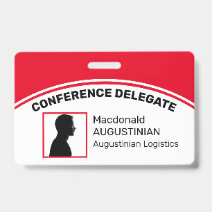 Badge ID photo logo customisé Délégué RED