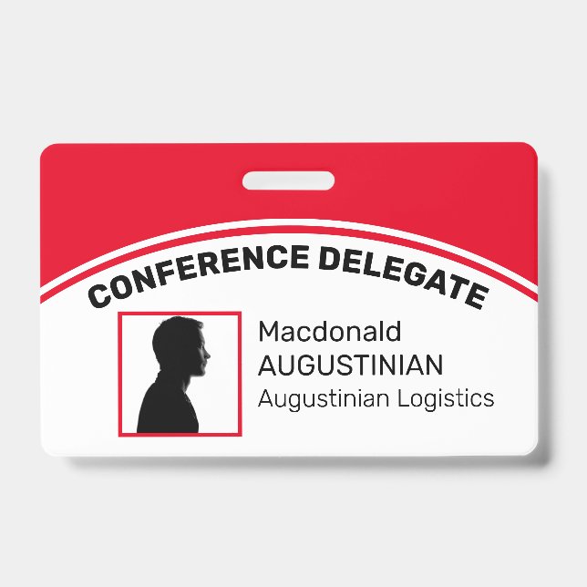 Badge ID photo logo customisé Délégué RED (Avant)