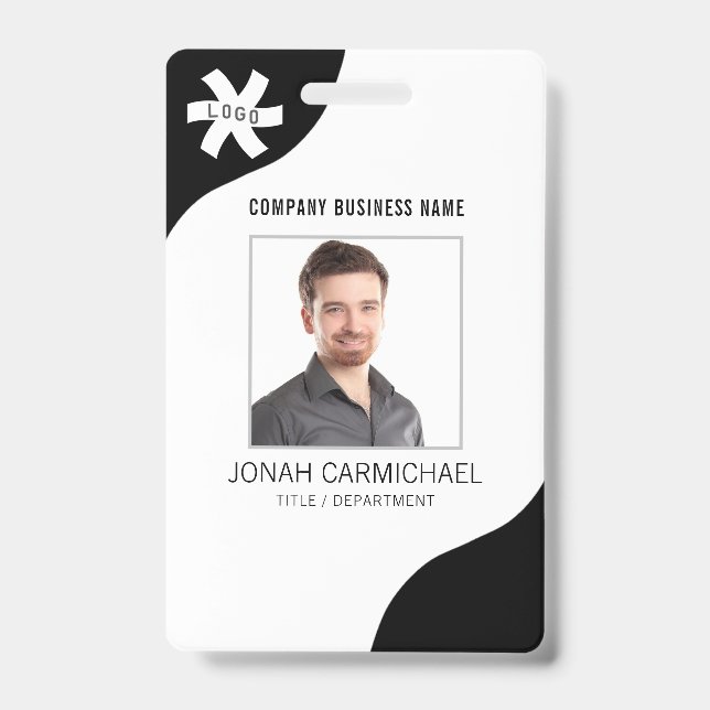 Badge ID photo noir modifiable de l'entreprise (Avant)