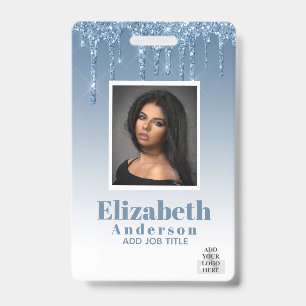 Badge ID PHOTO - Passe VIP employé Parties scintillant f