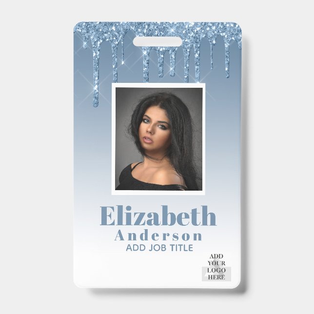 Badge ID PHOTO - Passe VIP employé Parties scintillant f (Avant)