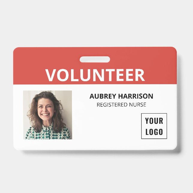 Badge ID photo simple bénévole (Avant)
