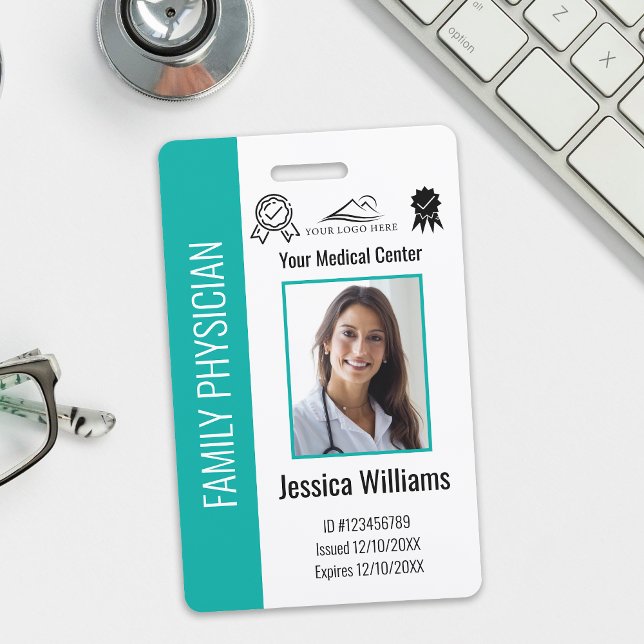Badge ID photo Turquoise de l'employé Médicale de l'hôpi (Créateur téléchargé)