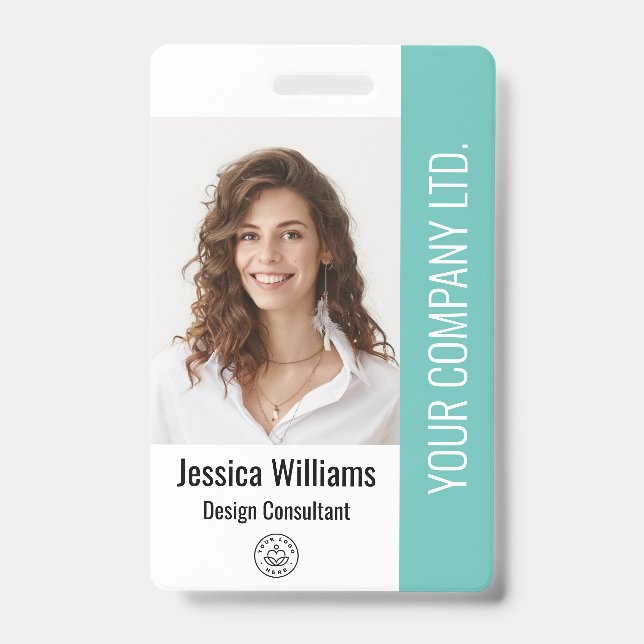 Badge ID photo Turquoise de l'entreprise grande entrepri (Front)
